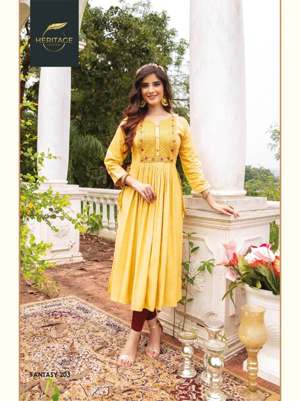 Heritage Fantasy 2 Ethnic Wear Wholesale Embroidery Kurtis Catalog
